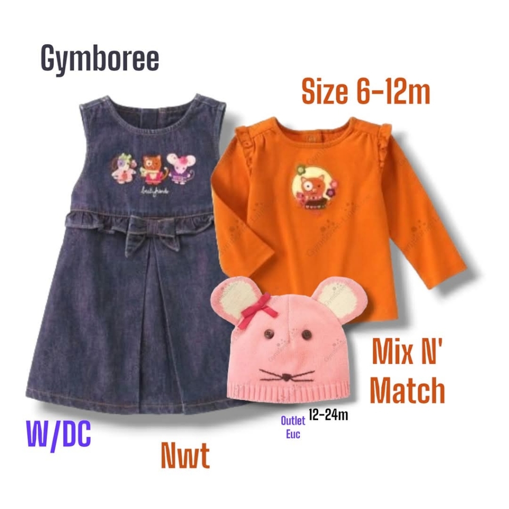 Gymboree Denim Dress and Orange Top Set 6-12M